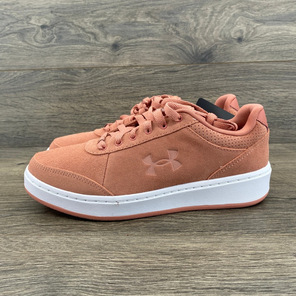 Under Armour ST Court Suede Sneakers Womens Size 8 Pink White Low Top Shoes